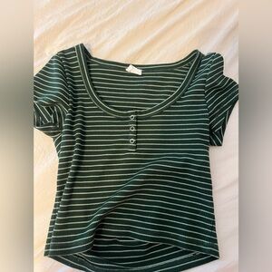 Cotton On Dark Green Striped Blouse